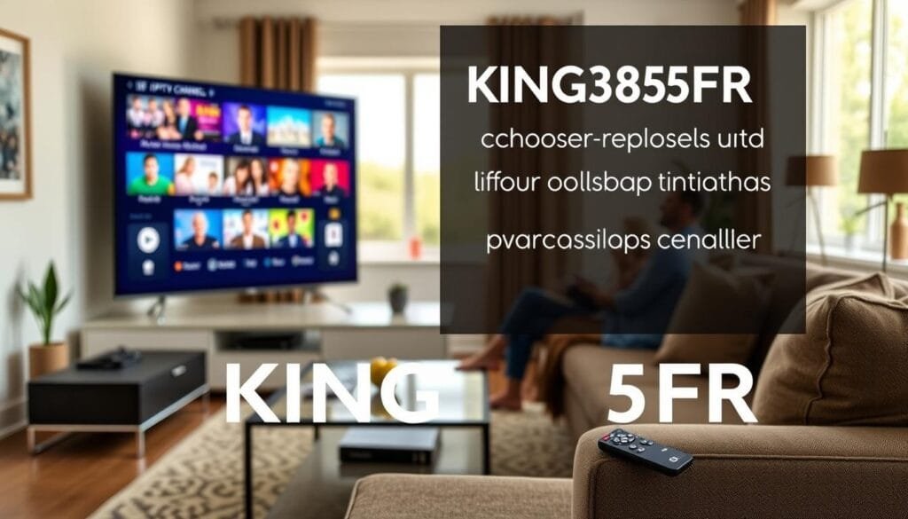 A visually striking image showcasing an IPTV subscription service by KING365FR. In the foreground, a modern smart TV displays vibrant channels with colorful streaming visuals. The middle ground features a cozy living room environment, with a comfortable couch, a sleek coffee table, and a remote control, symbolizing a family enjoying their IPTV subscription. In the background, a window reveals a bright and sunny day, conveying a warm and inviting atmosphere. The lighting is soft and natural, emphasizing the relaxation of home entertainment. The overall mood is professional yet casual, resonating with the message of choosing KING365FR for a diverse entertainment experience with over 20,000 channels. A visually striking image showcasing an IPTV subscription service by KING365FR. In the foreground, a modern smart TV displays vibrant channels with colorful streaming visuals. The middle ground features a cozy living room environment, with a comfortable couch, a sleek coffee table, and a remote control, symbolizing a family enjoying their IPTV subscription. In the background, a window reveals a bright and sunny day, conveying a warm and inviting atmosphere. The lighting is soft and natural, emphasizing the relaxation of home entertainment. The overall mood is professional yet casual, resonating with the message of choosing KING365FR for a diverse entertainment experience with over 20,000 channels.